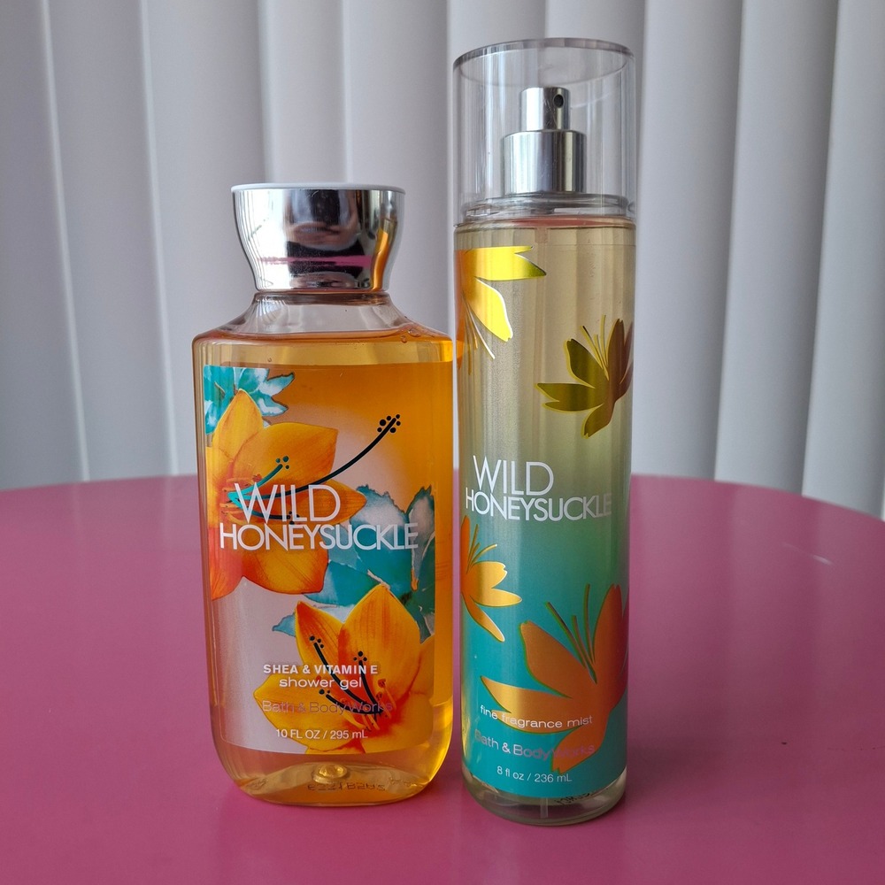 Bath & Body Works WILD HONEYSUCKLE Shower Gel Wash & Fragrance Mist Set of 2
